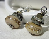 Vintage Crystal Earrings with cream lampwork and silver highlights - Queen Anne's Lace