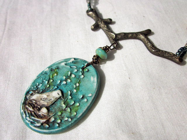 Mixed Media Artisan Necklace - Nature Inspired - Out on a Limb
