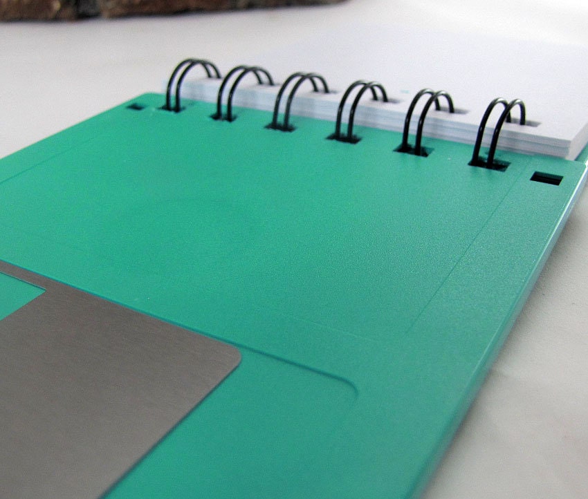 Recycled Geek Gear Blank Floppy Disk Mini Notebook in Teal Green Recycled Geek Gear Blank Floppy Disk Mini Notebook in Teal Green