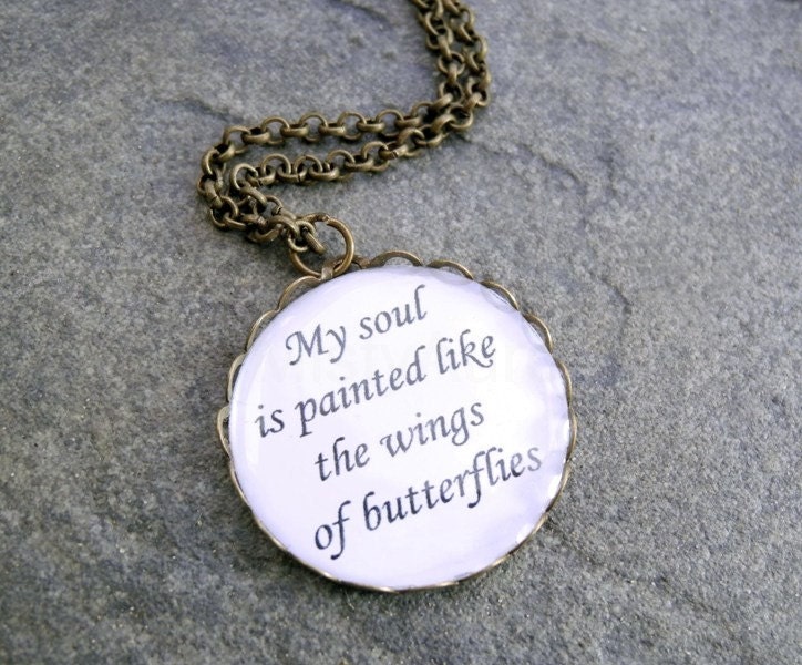 Song Lyrics Necklace "My soul is painted like the wings of butterflies" Freddie Mercury Queen Necklace