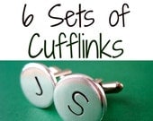 6 Sets of Personalized Cufflinks - Mix and Match Any Style - Custom Hand stamped Cuff links