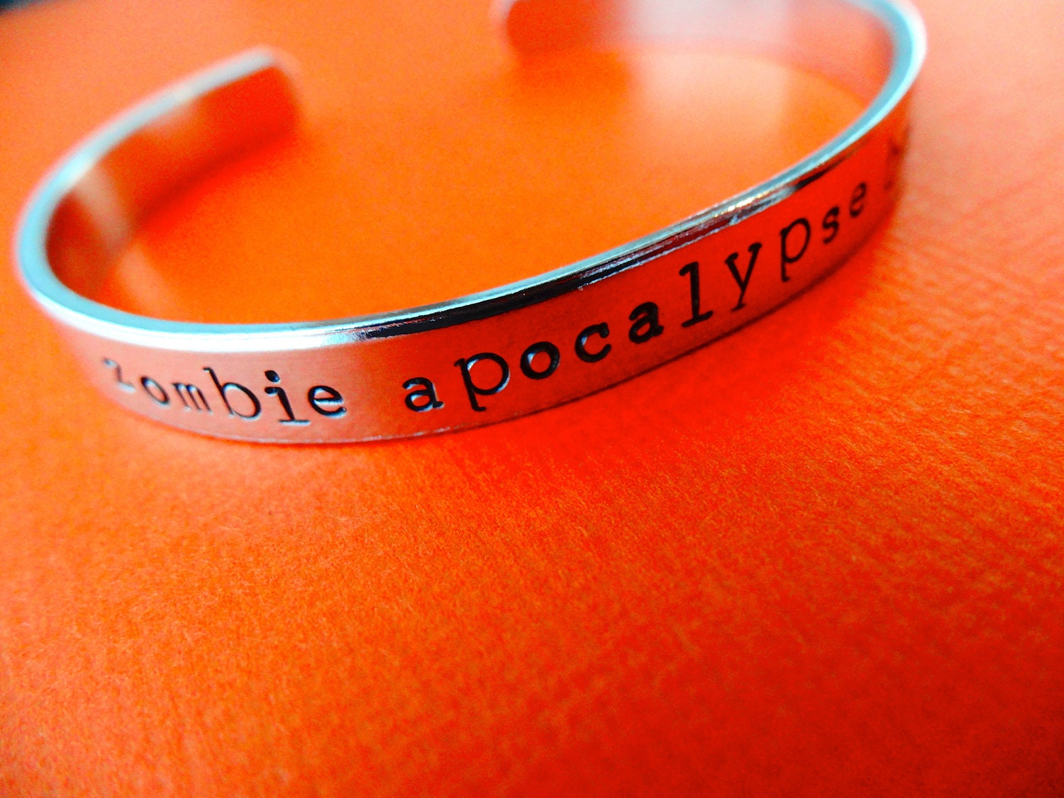 Zombie Apocalypse Buddy Bracelet - Personalized Bracelet - Skinny 1/4 cuff