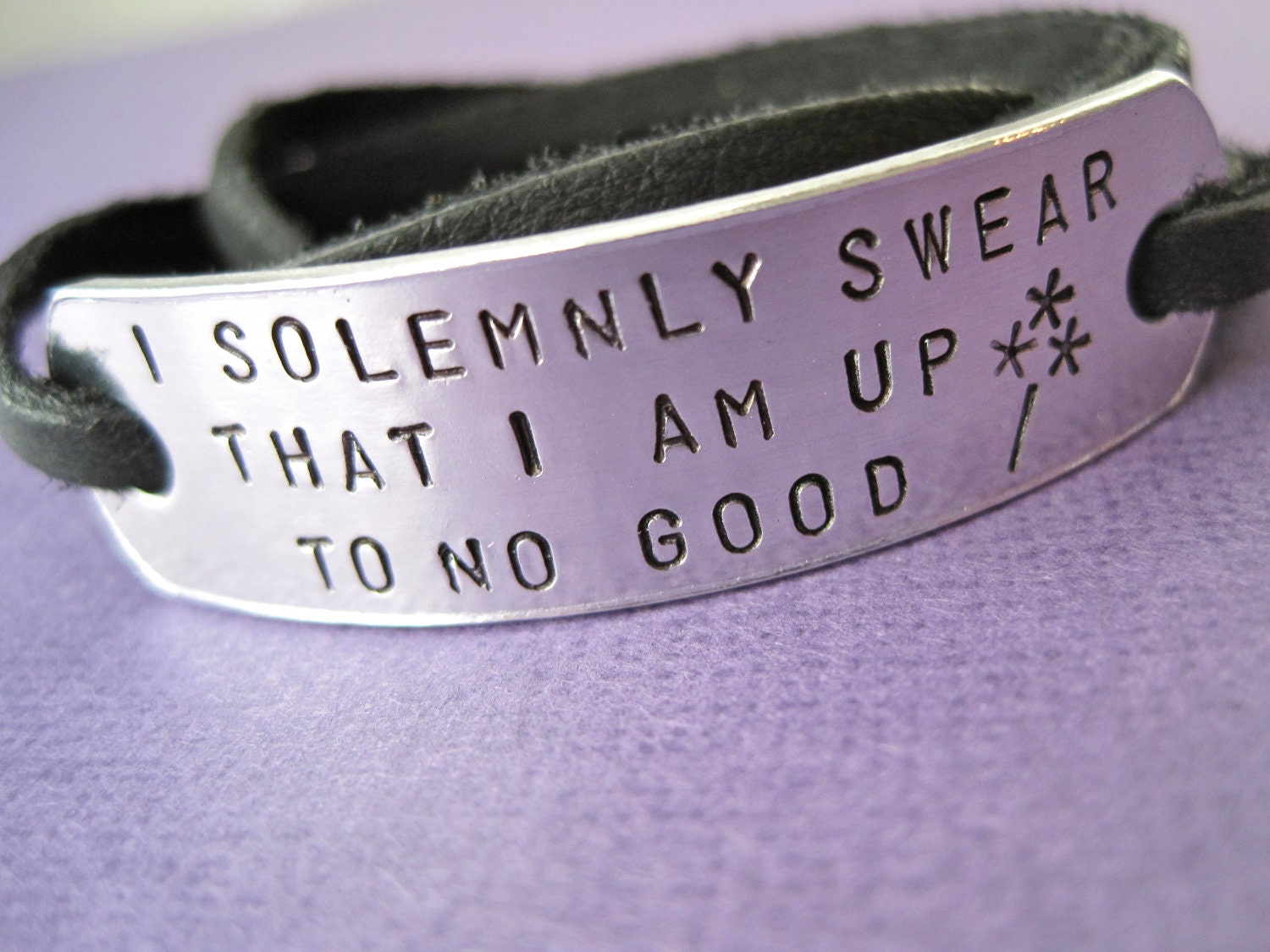 Harry Potter inspired Jewelry - I solemnly swear that I am up to no good - WAND - Personalized Wrap bracelet, Stamped Aluminum