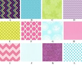 Custom Hot Pink Aqua Lime & Purple Fun 4-Piece Complete Boutique Crib Bedding Set made with Designer Fabrics
