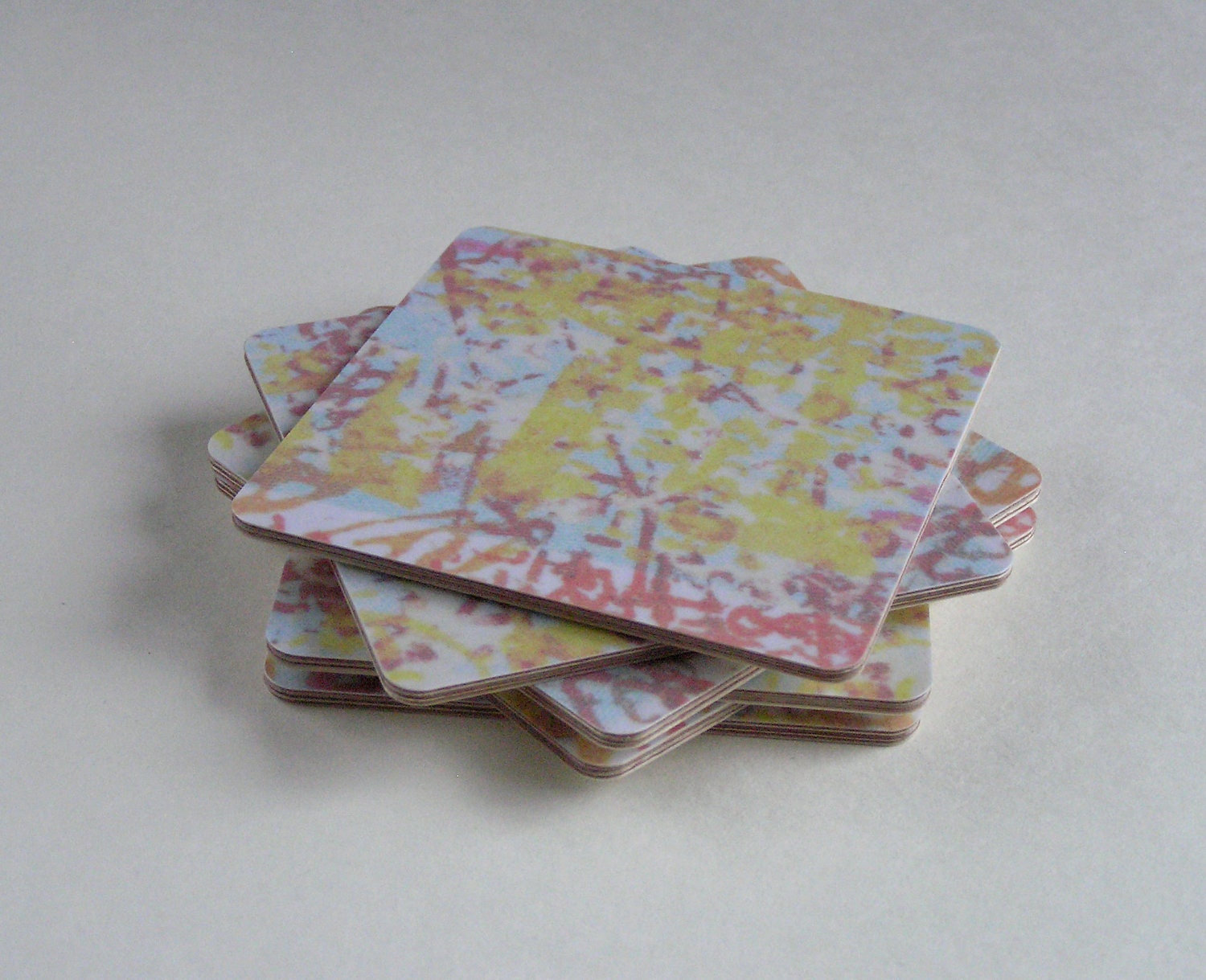laminate coasters -  square   nectarine apple blossom set of 6 - swedish design