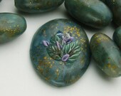 Jade Green  Bead Set Applique Cabochon Round Oval