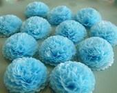 Last One   Button Mums Tissue Paper Flowers  Light Blue Baby Blue Wedding, Bridal Shower, Baby Shower Decor