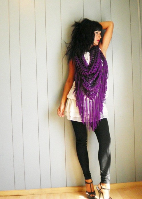 Purple Triangle Neck Scarf by NonasNote
