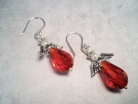Christmas Angel Earrings Sterling Silver Earwires