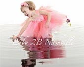 Birthday Tutu Dress Flower Girl  Dress in Pink and Coral Size 2-4 T