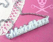 MAID OF HONOR - You Choose the Color - Laser Cut Acrylic Necklace in Silver Mirror and White