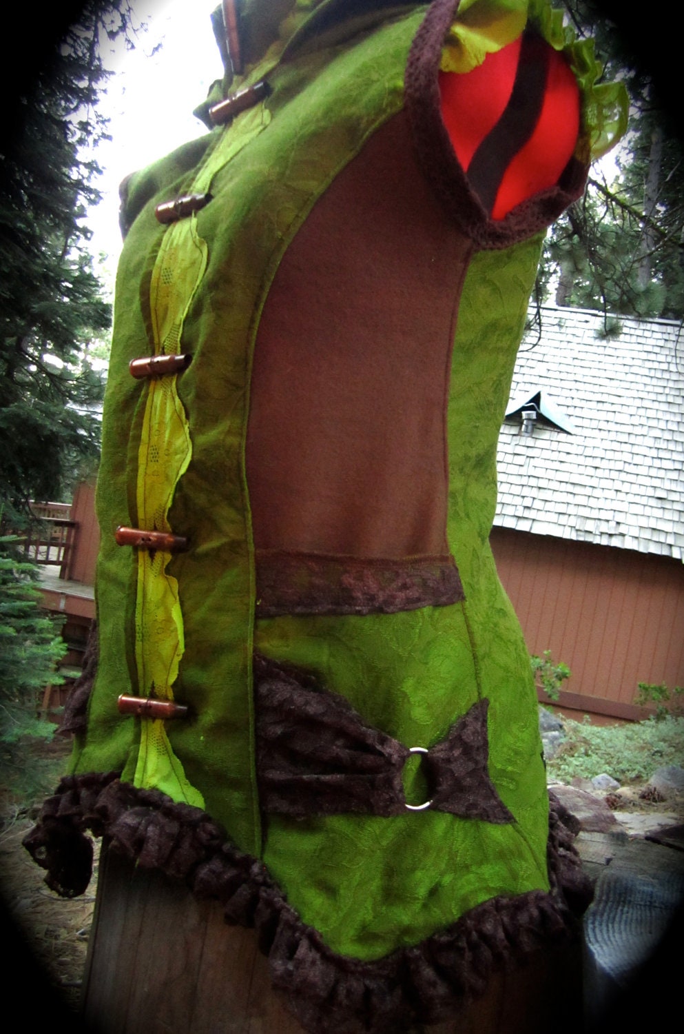 ON SALE Tribal Festival Green Vest Large to Extra Large