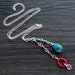 Turquoise and Red coral sterling silver lariat necklace fair trade silver - True Love