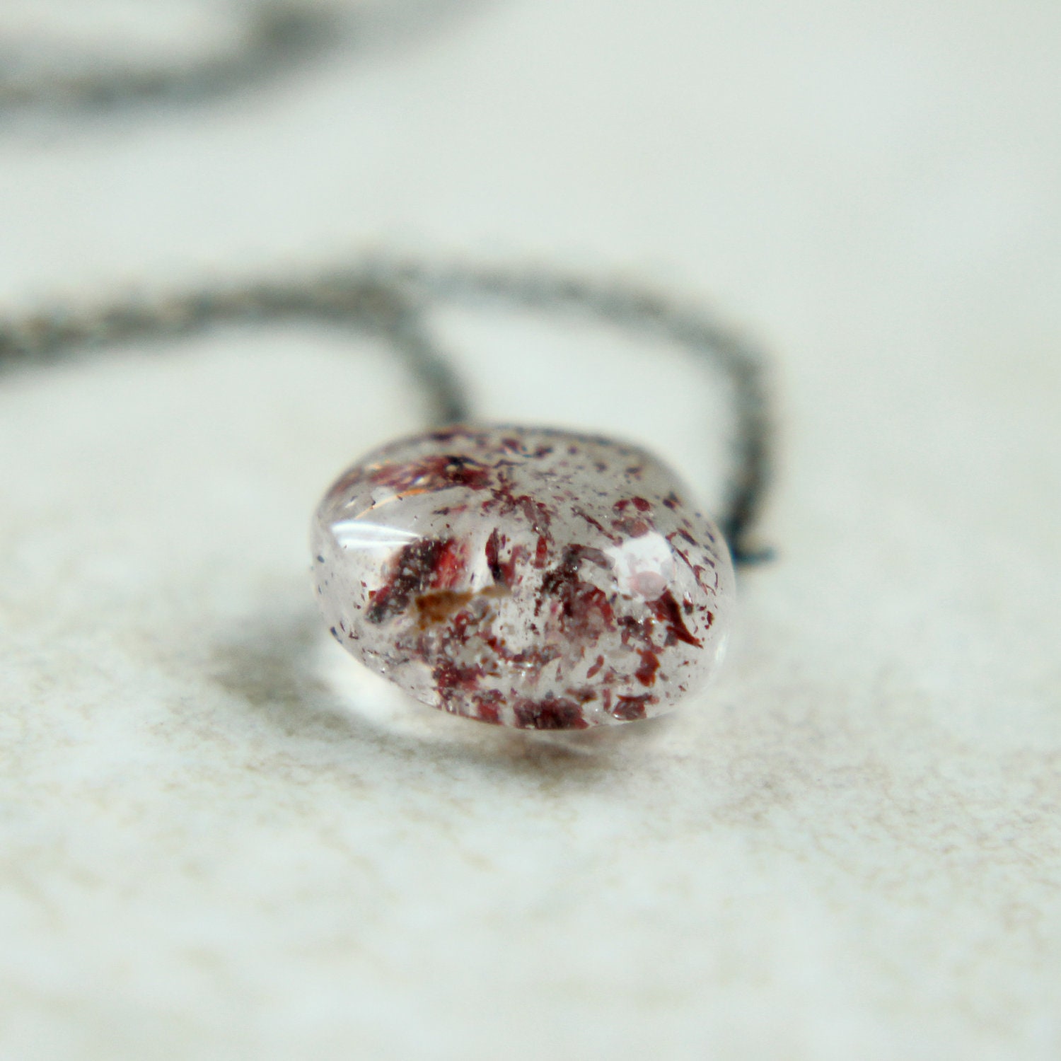 Gem Necklace -  Sterling Silver, Oxidized Silver, Handmade Jewellery,  Drop Necklace, Lepidocrosite, Gem Jewelry
