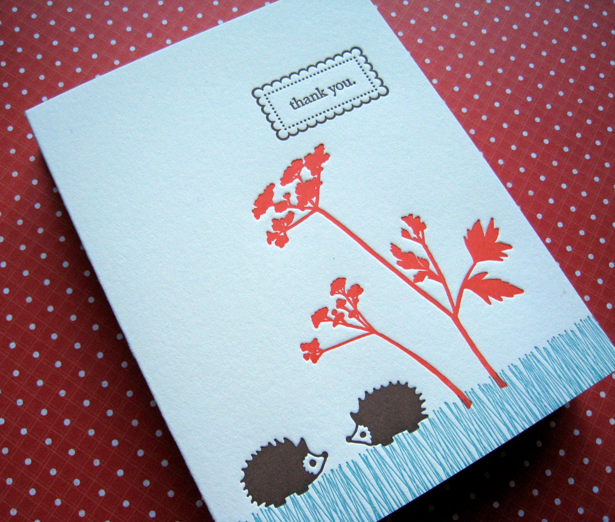 Letterpress Hedgehogs Thank You- set of 6