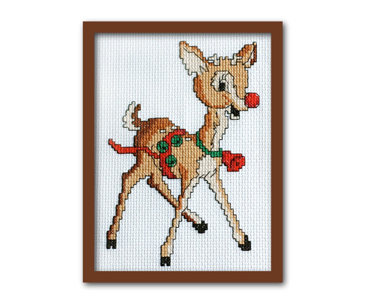 Retro Rudolph Cross Stitch Pattern Instant Download