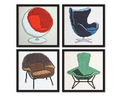 Mid Century Modern Chairs Cross Stitch Pattern Instant Download