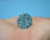 Blue Green Druzy Ring Style 2 - Adjustable