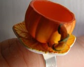 Pumpkin Orange Tea Cup Ring Fairy Tale