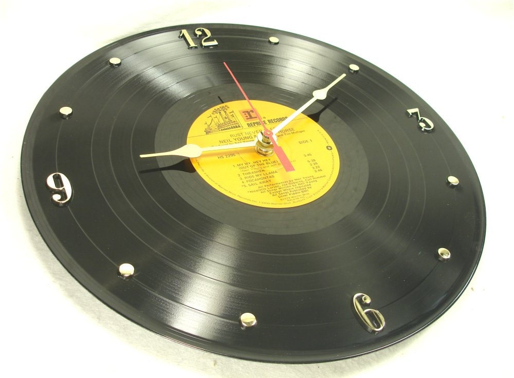 NEIL YOUNG Recycled Record Clock - Rust Never Sleeps - Vinyl Record Clock