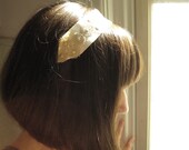 Wedding headpiece - ivory silk headband with gold starburst lace - Made To Order