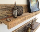 Two 24 inch rustic wall-mounted reclaimed wood shelves for the home, studio, office, retail store -- upcycled recycled repurposed