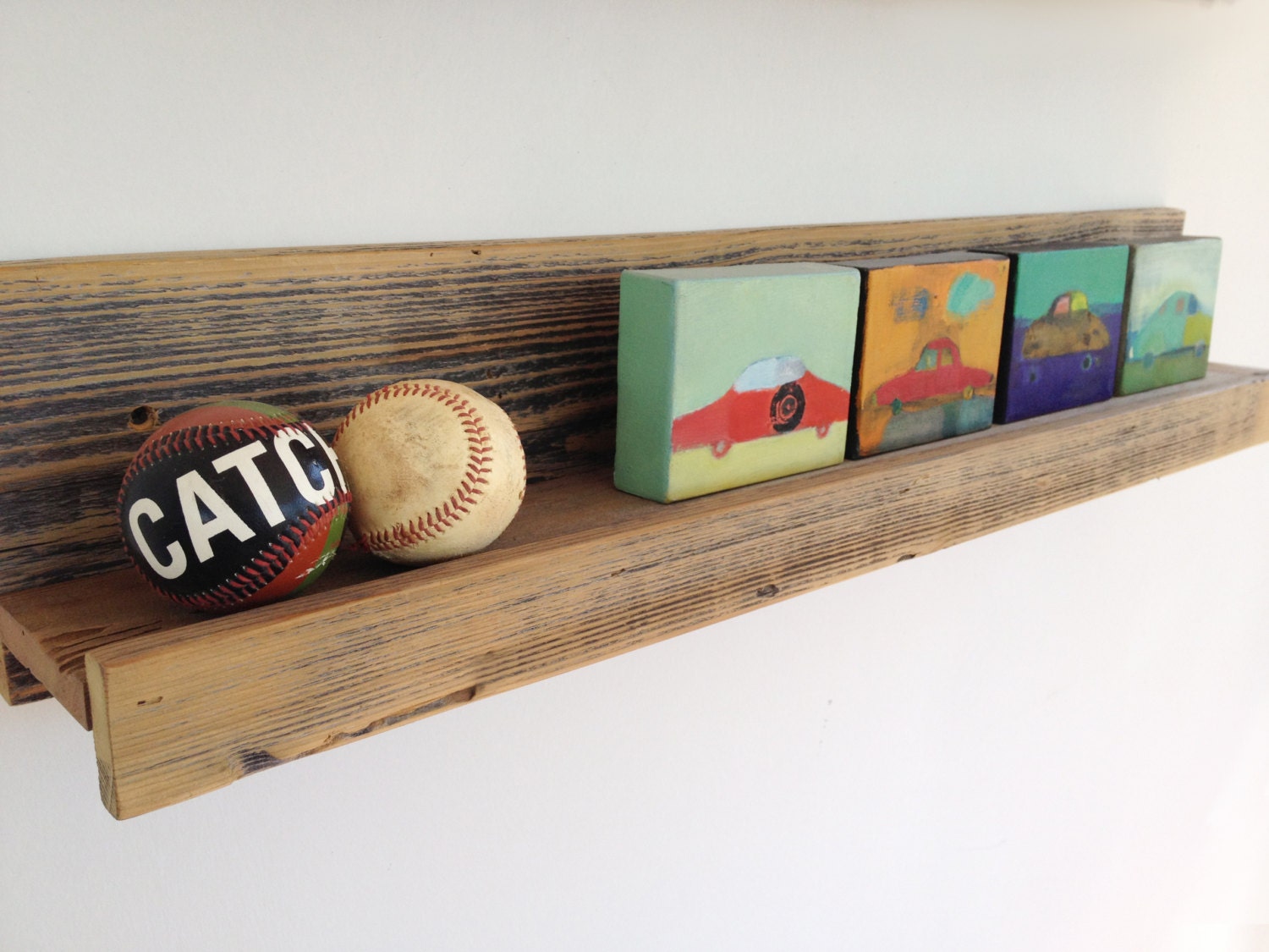 24" Rustic wall-mounted reclaimed wood shelf for the home, kitchen, bathroom, studio and office -- upcycled recycled repurposed