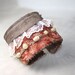Lace Leather and Pearls Textile Fabric Wrist Cuff Bracelet Salmon Rose