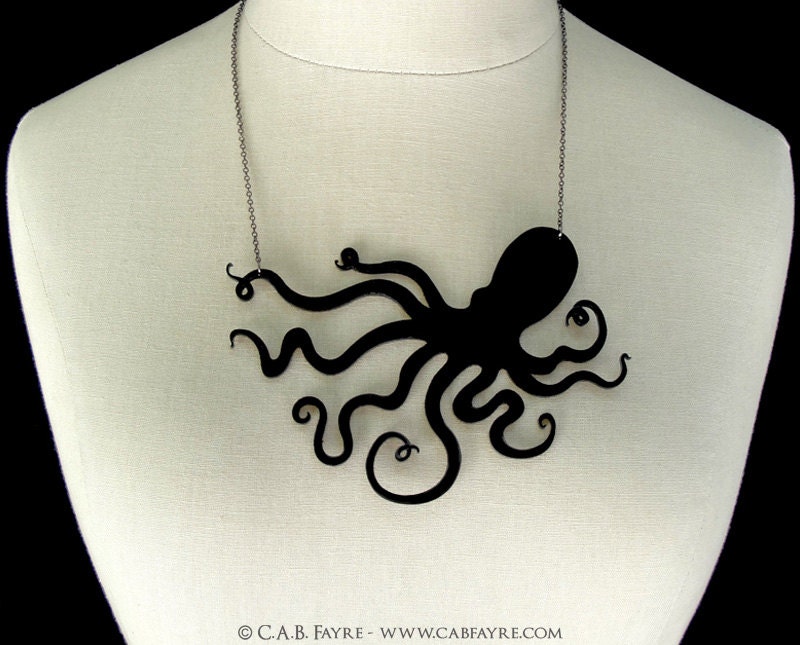 An Octopus Love Affair Necklace - Large 6" - Laser Cut Acrylic (C.A.B. Fayre Original Design)