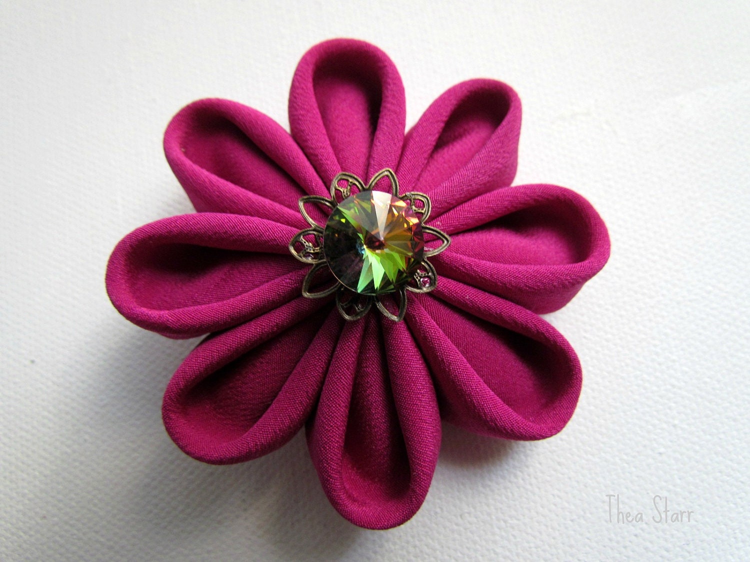 Kanzashi Hair Flower Clip - Magenta Vitrail