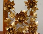 Vintage Hollywood Regency Gold Flower Candle Holder Centerpiece 1960s 70s