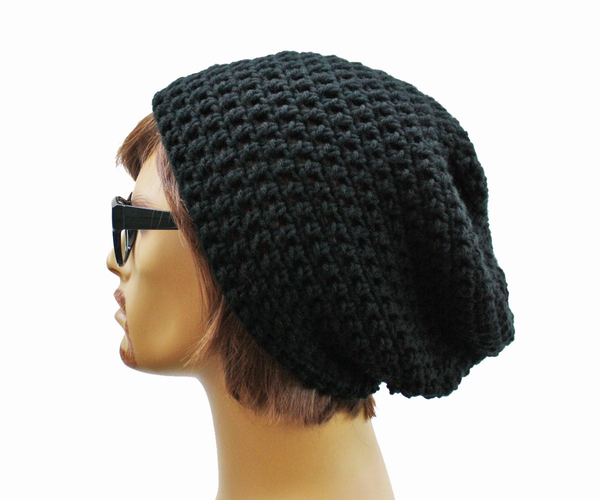Black Beanie - Black Slouch Beanie- Mens or Unisex- Ultimate Slacker
