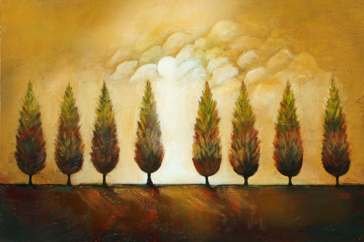 Cypress trees tree scape landscape modern painting made to order Marems number 36