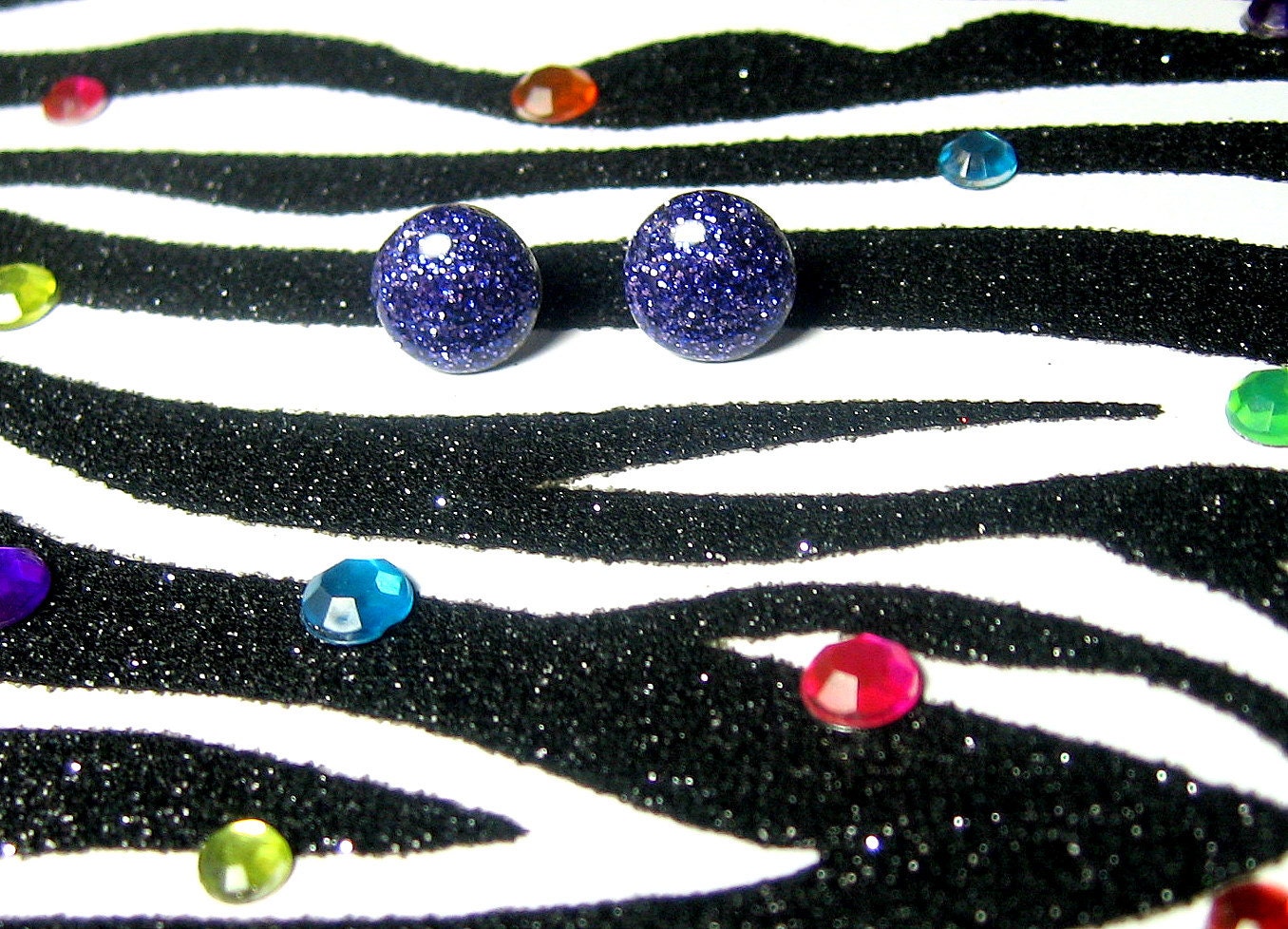 Dark Purple Glitter Earrings, Studs, Resin Posts