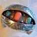 Native American Turquoise Coral Bracelet -HMIJ Wide Heavy Silver- 7 Wrist-Inlaid Claw-Turquoise-Coral-Old Pawn Vintage Signed SALE