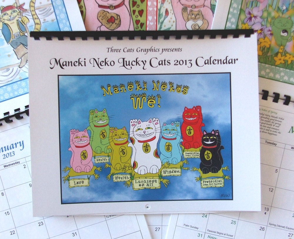 Maneki Neko Lucky Cats 2013 Wall Calendar