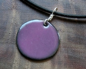 Aubergine Purple Copper Enamel necklace pendant orchid