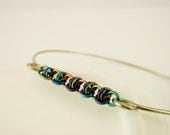 Peacock Niobium and Stainless Steel Bangle - Hypo Allergenic