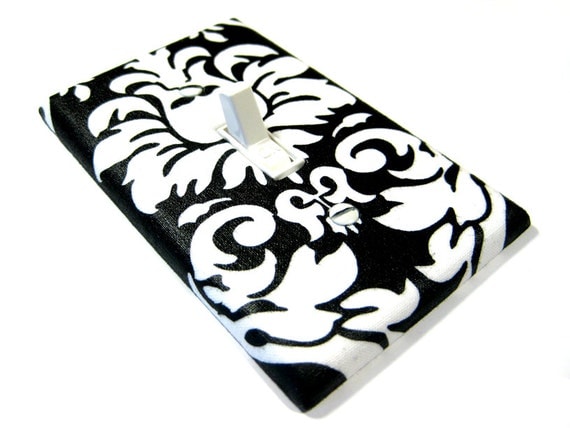 Black and White Damask Light Switch Cover Modern Cottage Shabby Chic Home Decor Outlet Dimmer Rocker Decora Cover