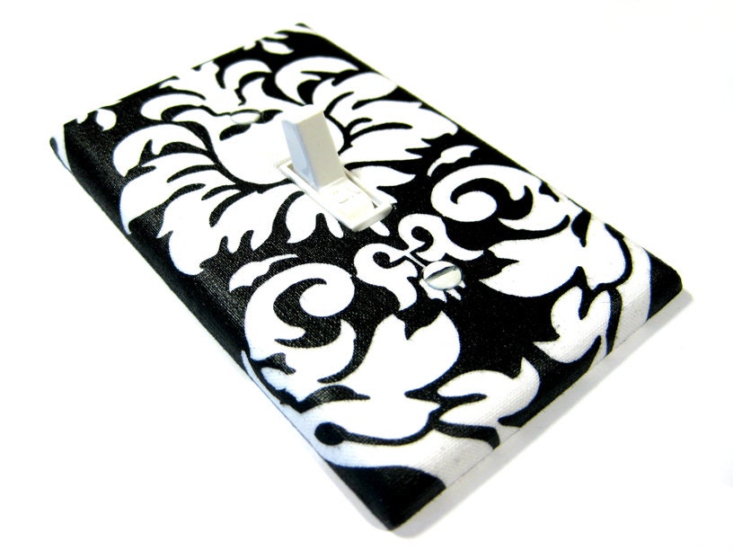 Black and White Damask Light Switch Cover Modern Cottage Shabby Chic Home Decor Outlet Dimmer Rocker Decora Cover