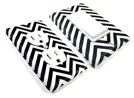 Black and White Chevron Decor Light Switch Cover Contemporary Modern Home Decoration Outlet Rocker Switch Plate