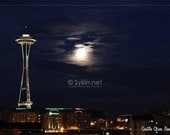 Full Moon Space Needle Postcard
