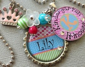 Kindergarten Princess PERSONALIZED Necklace - Kindergarten graduate, Crown charm, Zebra, Class of 2023, Preschool Rocks