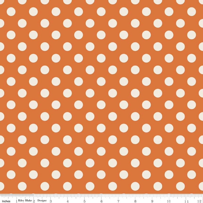 Riley Blake Orange Dot Flutter 1 Yard Cotton Quilting Fabric