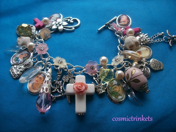 Frida Kahlo Glass Pictures Charm Bracelet