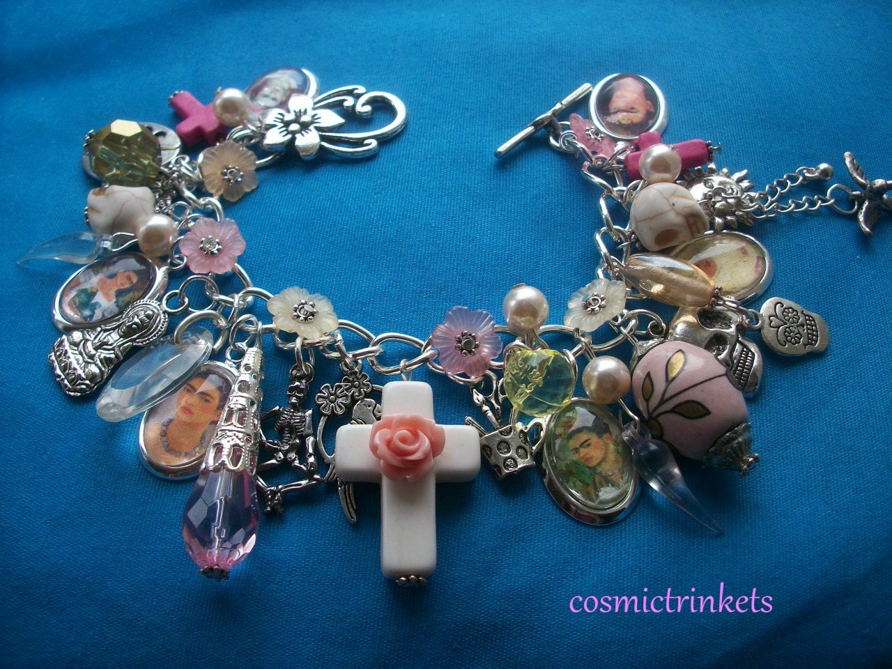 Frida Kahlo Glass Pictures Charm Bracelet