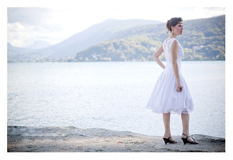 VIVIFROMAGE - Sandrine bridal dress - lace front and back yokes - free shipping