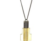 Black and Gold deco necklace - simple geometric jewelry - long