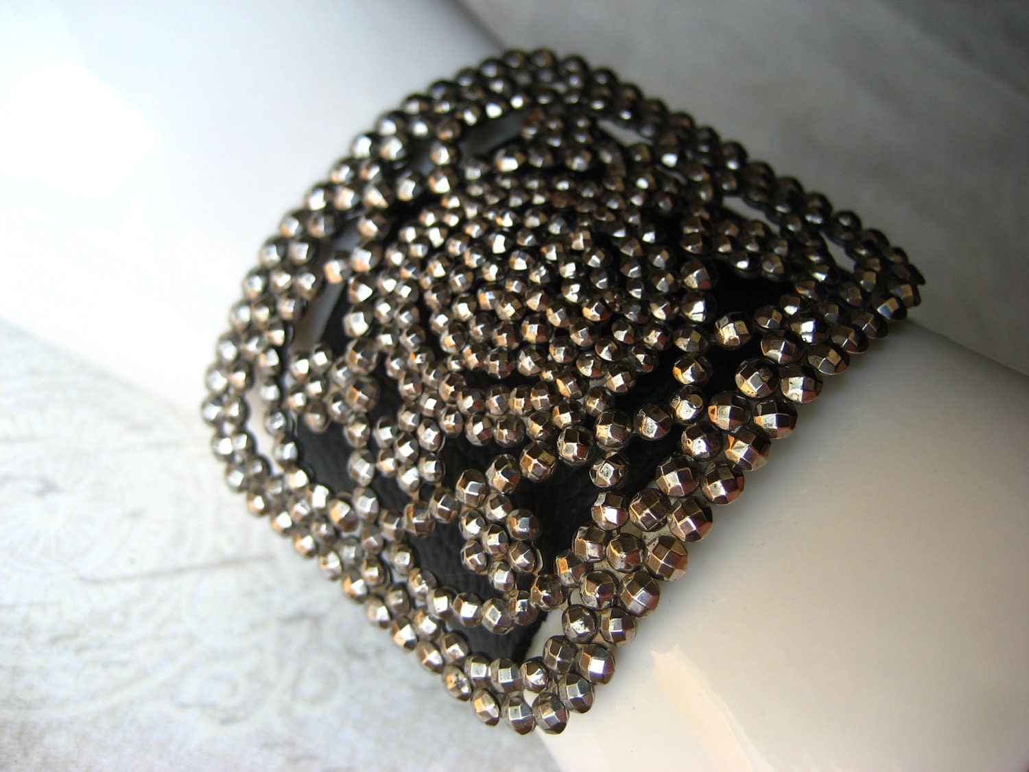 summer sale : vintage french cut steel bracelet