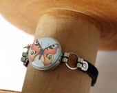 Butterfly Leather Bracelet - Magnetic Bracelet, Interchangeable - Teal, 3 in 1 , Recycled Steel Jewelry by Polarity